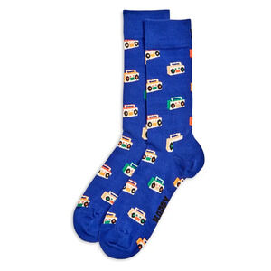 Happy Socks Men Boom Box Crew Socks Blue Fits Shoe Size 8-14